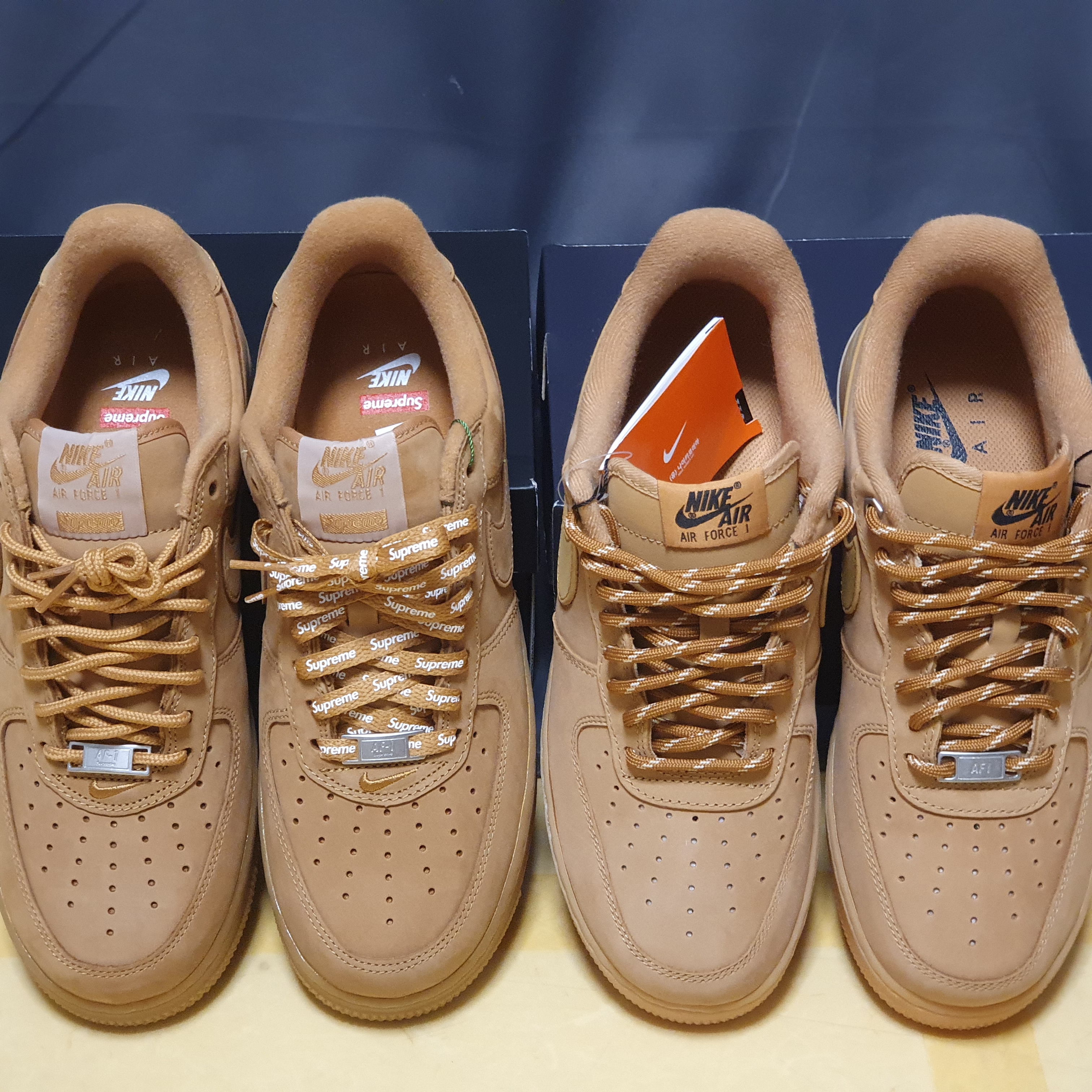 Nike x Supreme Air Force 1 Low Flax, Nike Air Force 1 '07 WB Flax 착용 스타일 - 5