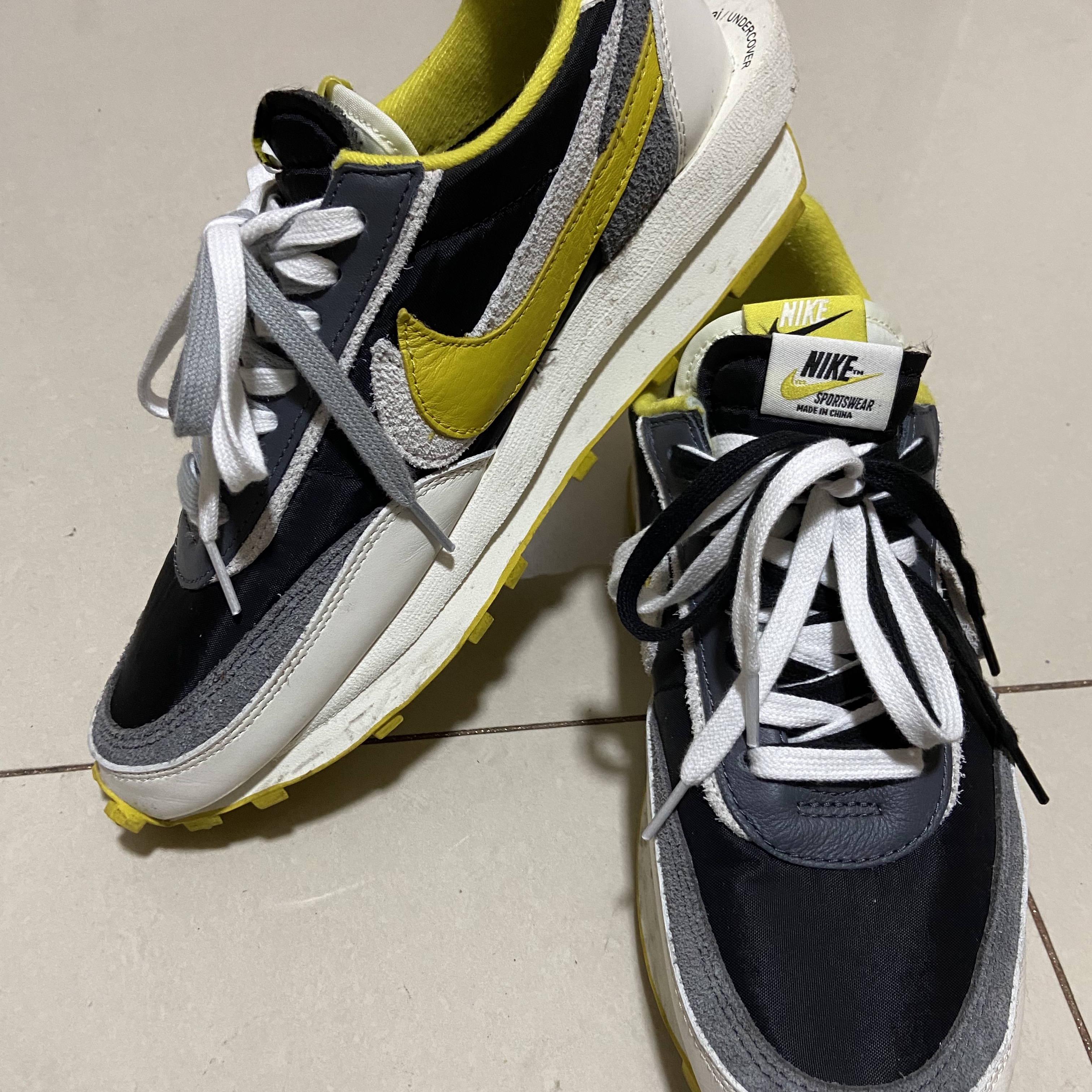 Nike x Sacai x Undercover LDWaffle Black Bright Citron 착용 스타일 - 1