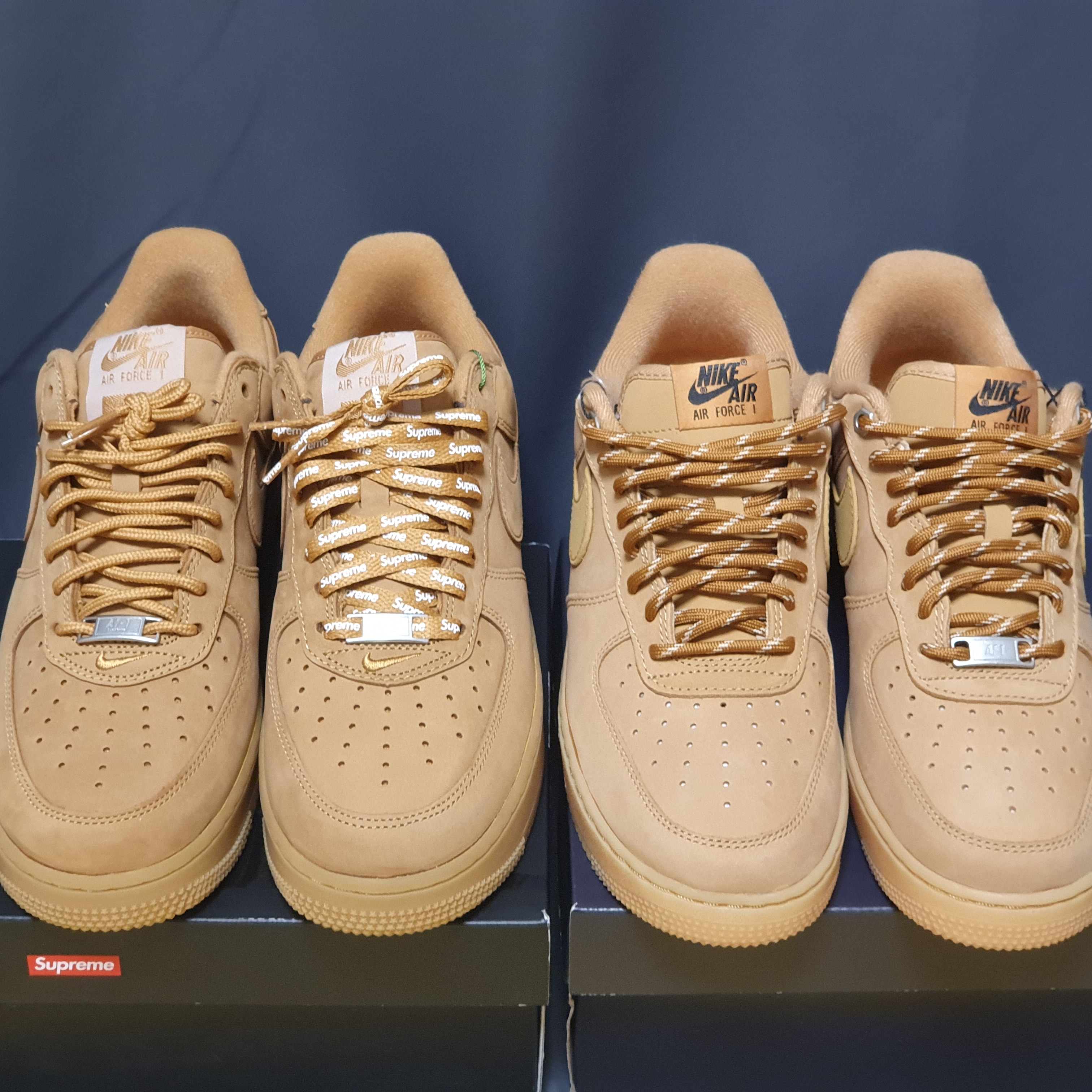 Nike x Supreme Air Force 1 Low Flax, Nike Air Force 1 '07 WB Flax 착용 스타일 - 1