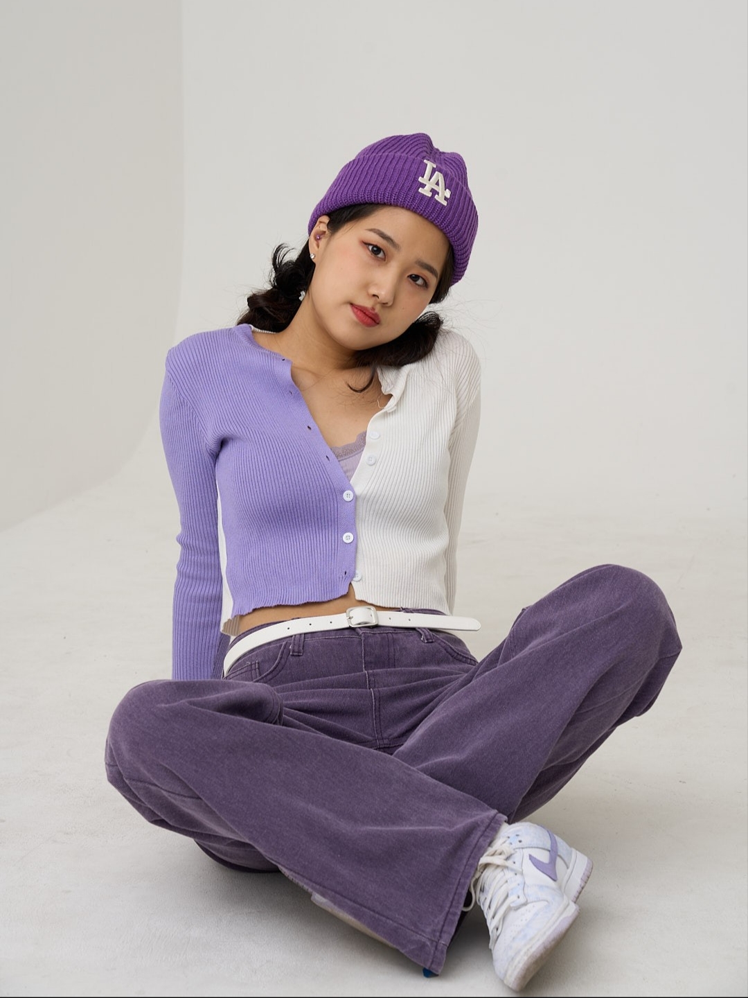 (W) Nike Dunk Low Purple Pulse 착용 스타일 - 2