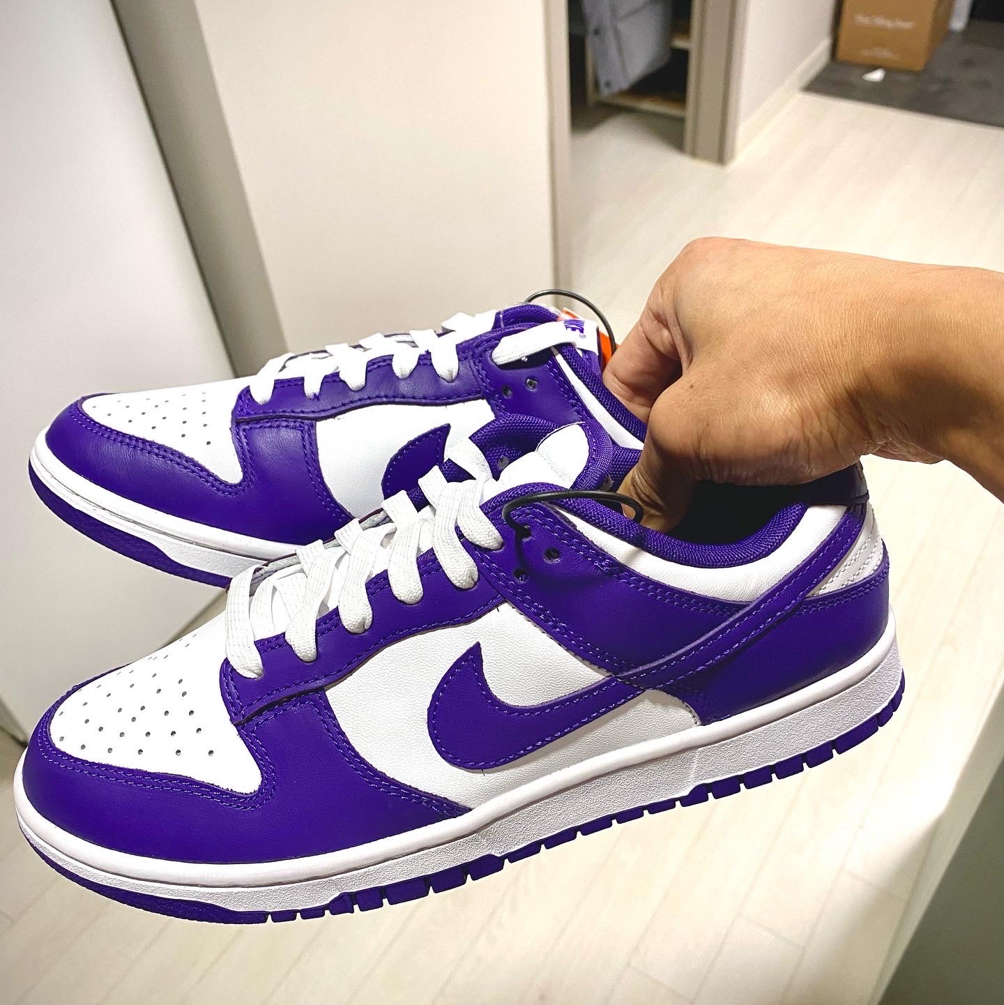 Nike Dunk Low Retro Championship Court Purple 착용 스타일 - 1