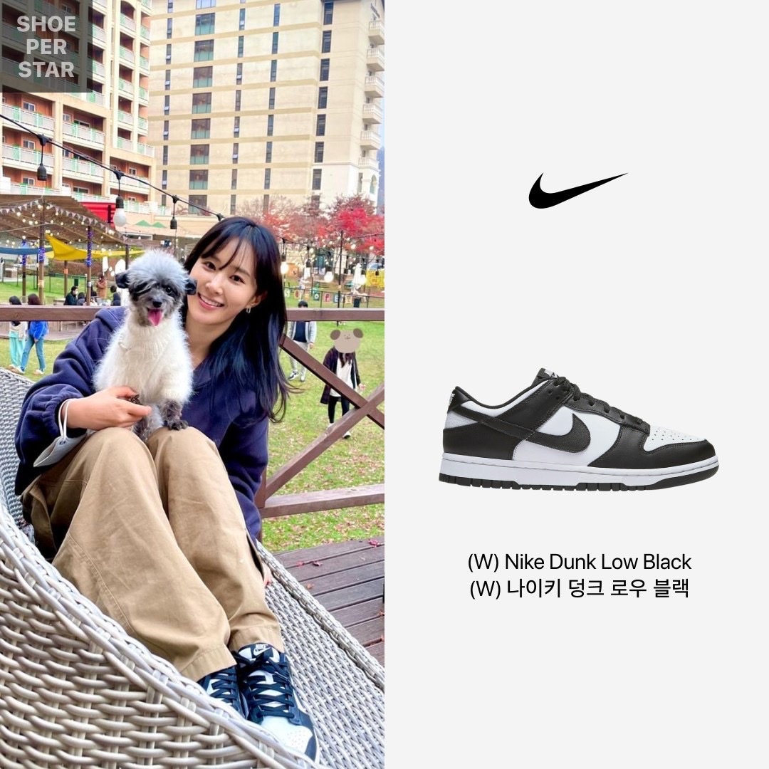 (W) Nike Dunk Low Black, Nike Dunk Low Retro Black 착용 스타일 - 2