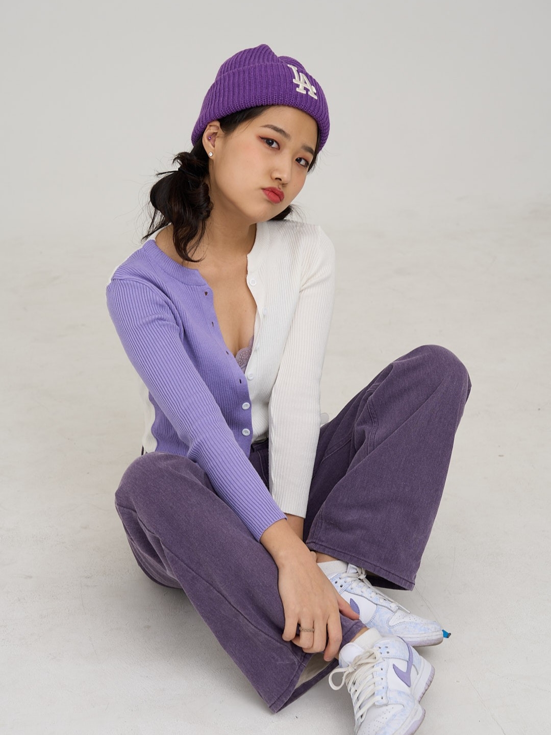(W) Nike Dunk Low Purple Pulse 착용 스타일 - 3