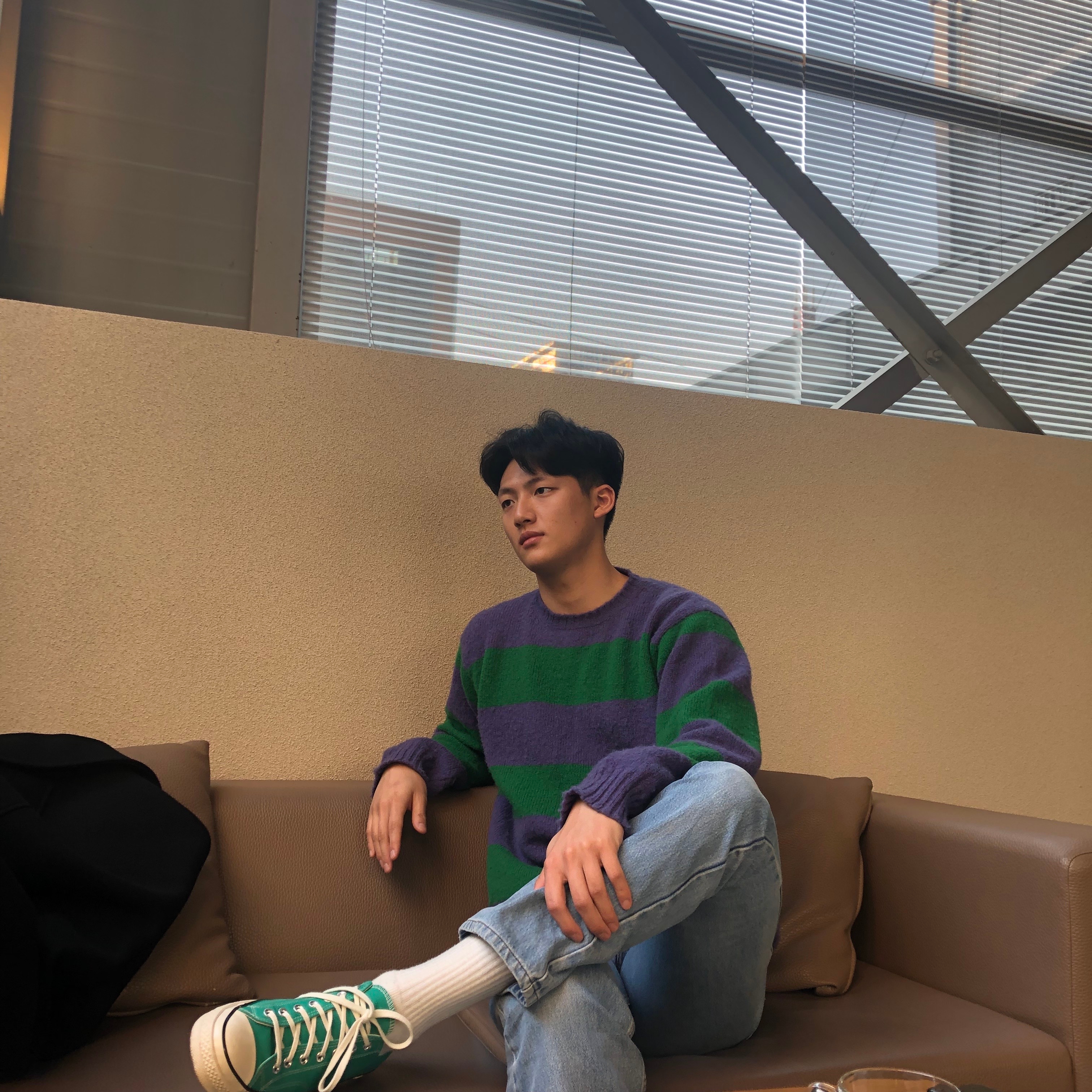 Howlin Shaggy Bear Knit Chunky Stripes Purple Haze 착용 스타일