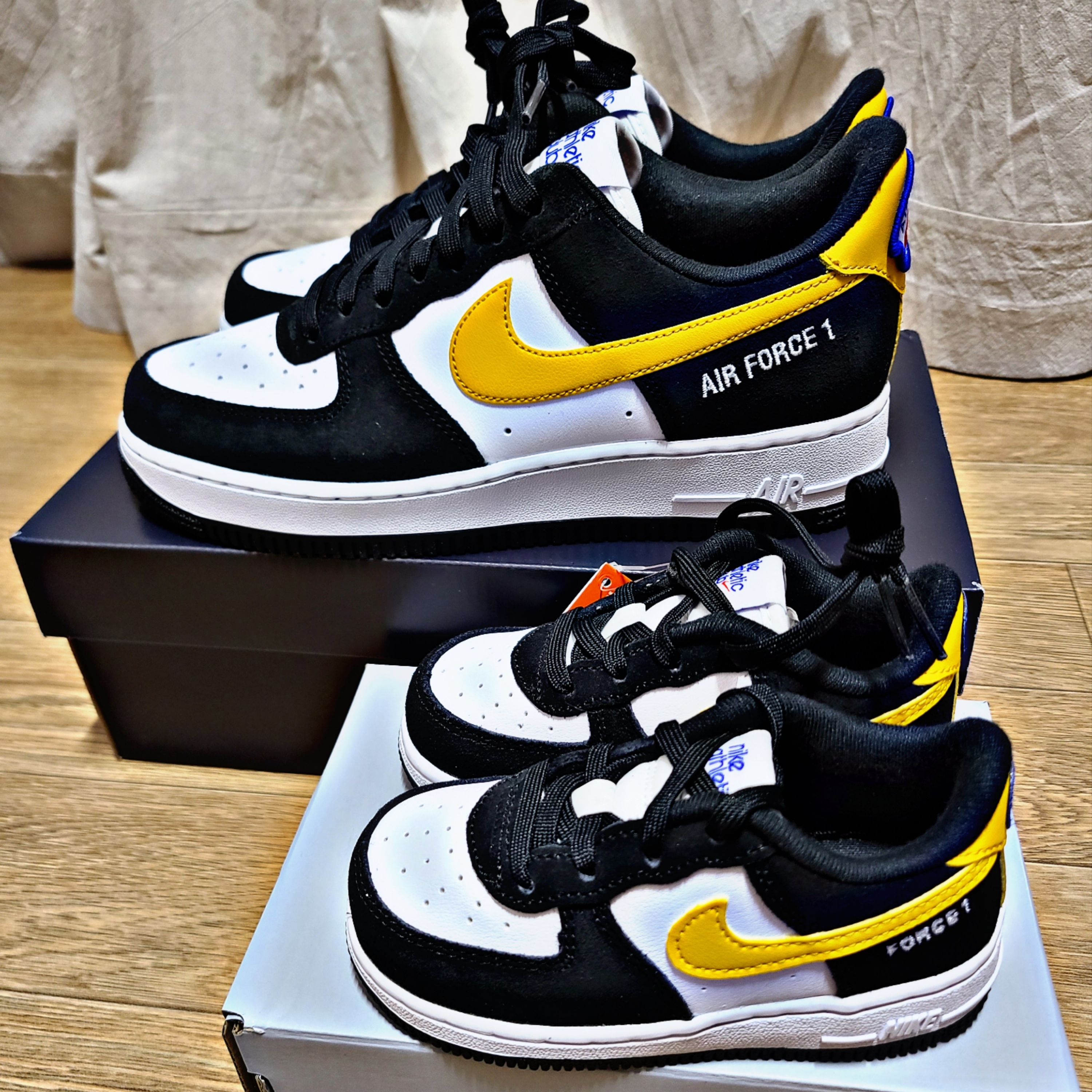 Nike Air Force 1 '07 LV8 Athletic Club Black Dark Sulfur, (PS) Nike Air Force 1 LV8 Athletic Club Black Dark Sulfur 착용 스타일