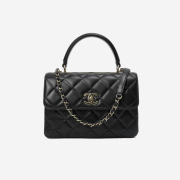 Chanel Small Flap Bag with Top Handle Lambskin & Gold Black