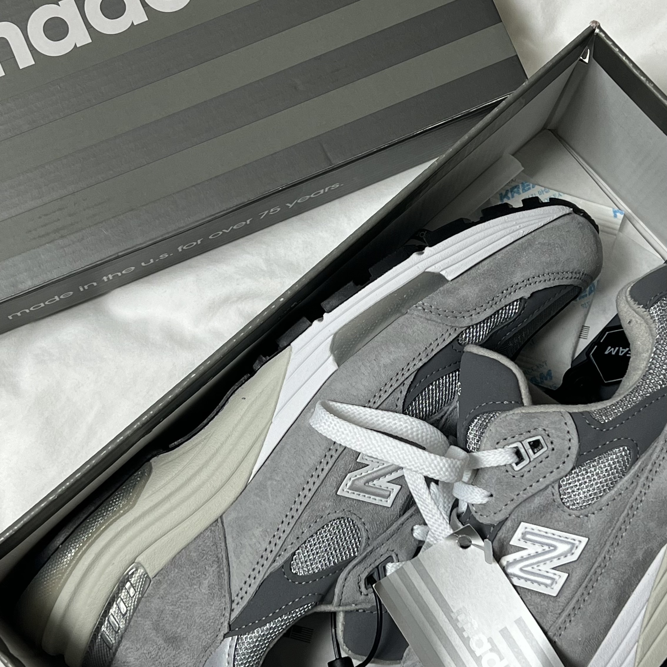 New Balance 992 Made in USA Grey - D Standard 착용 스타일 - 1