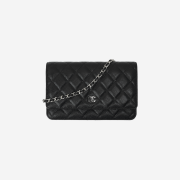 Chanel Classic Wallet On Chain Grained Calfskin & Silver Black