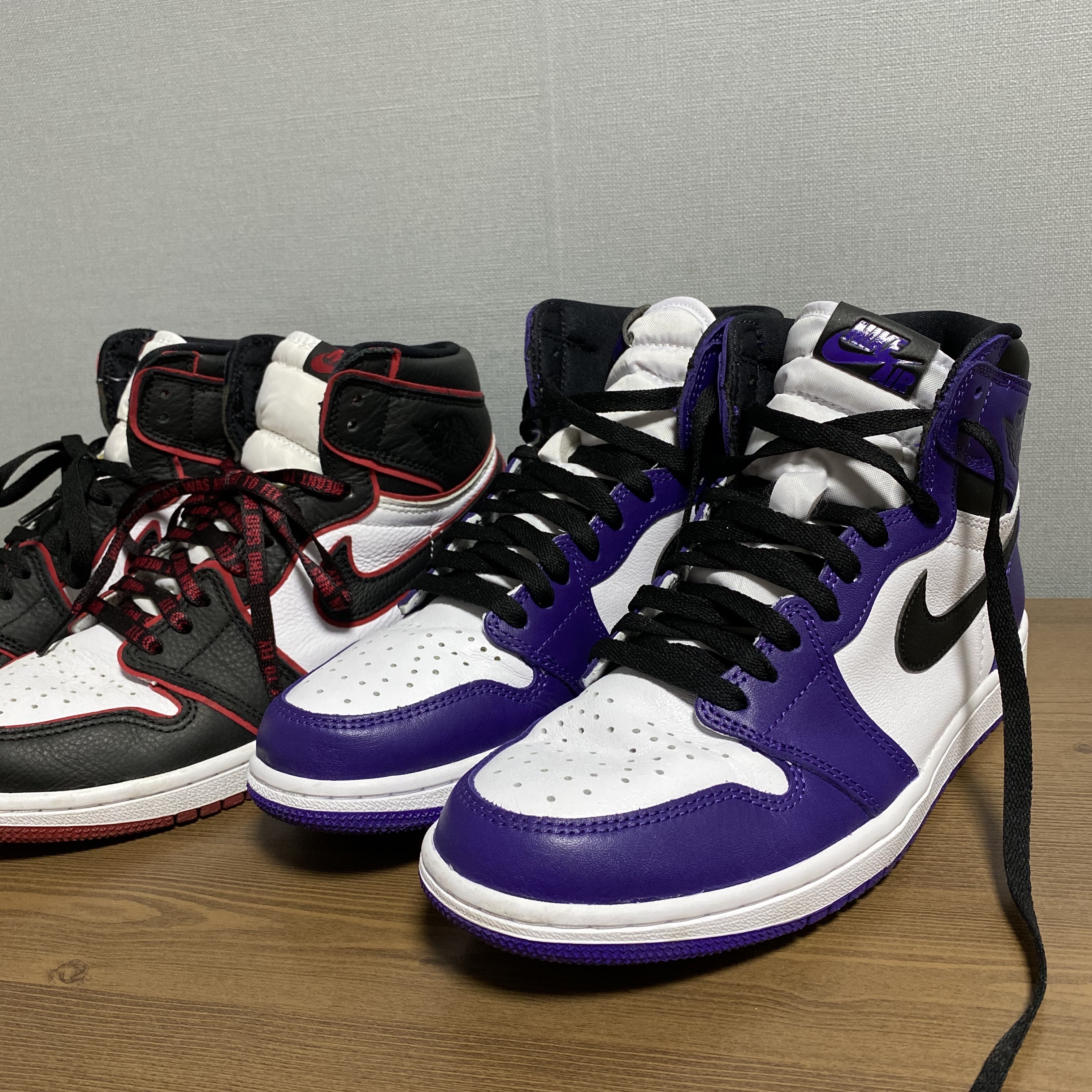 Jordan 1 Retro High OG Bloodline, Jordan 1 Retro High OG Court Purple 2020 착용 스타일