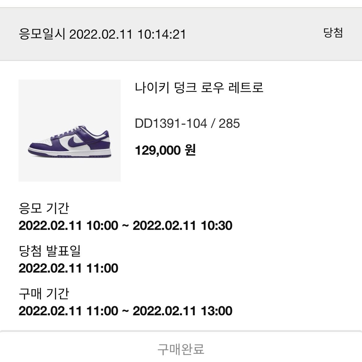 Nike Dunk Low Retro Championship Court Purple 착용 스타일