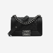 Chanel Small Boy Chanel Handbag Grained Calfskin & Ruthenium Black