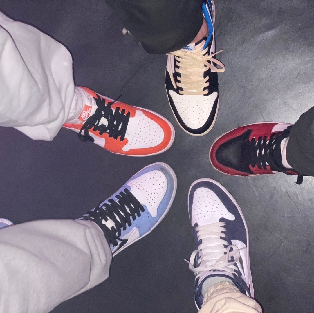 Jordan 1 x Travis Scott x Fragment Retro Low OG SP Military Blue, Jordan 1 Low OG Starfish 착용 스타일