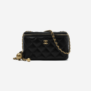 Chanel Clutch With Chain Lambskin & Gold Black