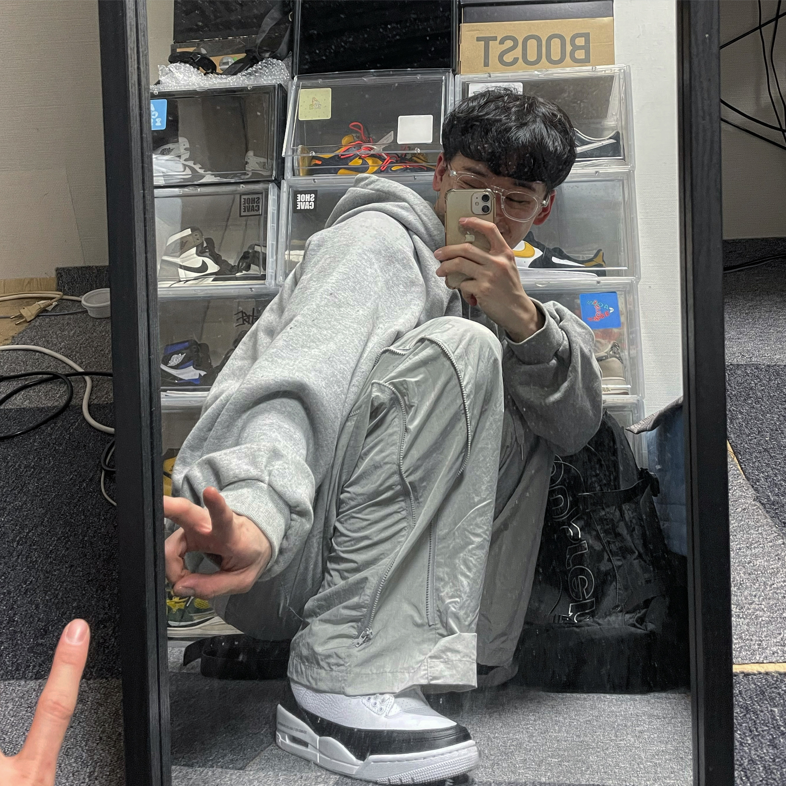 Jordan 3 x Fragment Retro SP White Black, Supreme Backpack Black - 18FW 착용 스타일