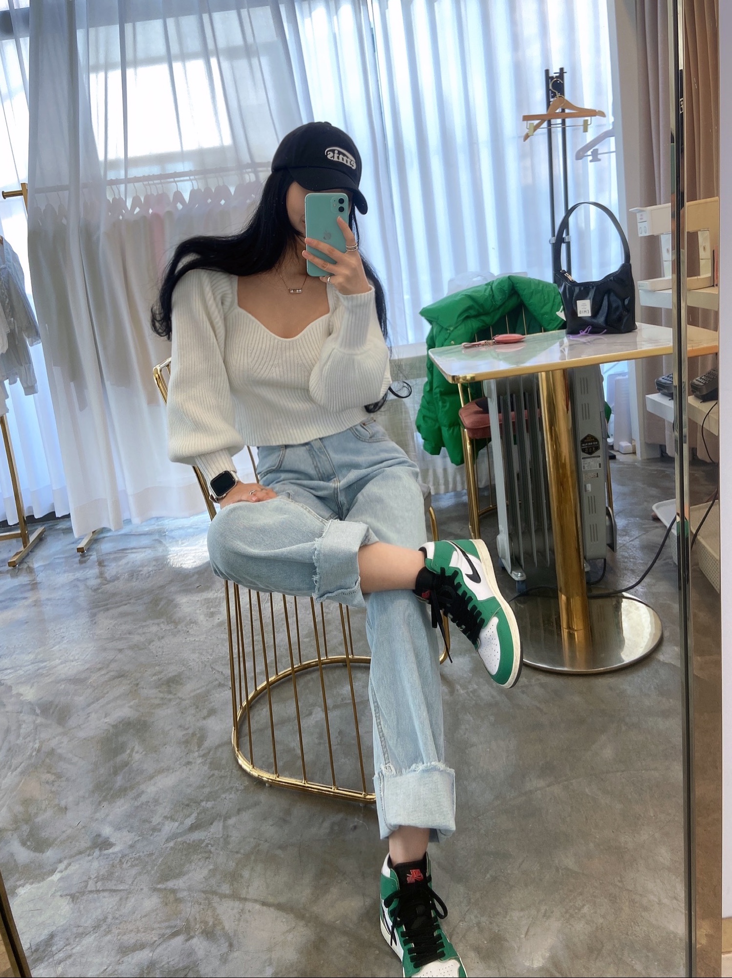 (W) Jordan 1 Retro High OG Lucky Green 착용 스타일