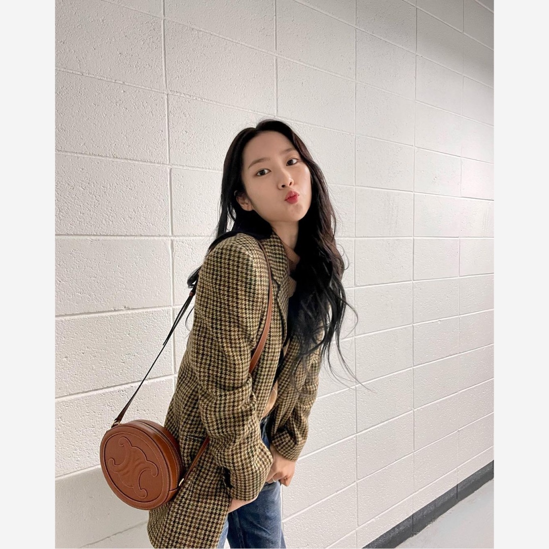 Celine Crossbody Oval Purse Cuir Triomphe in Smooth Calfskin Tan 착용 스타일 - 2