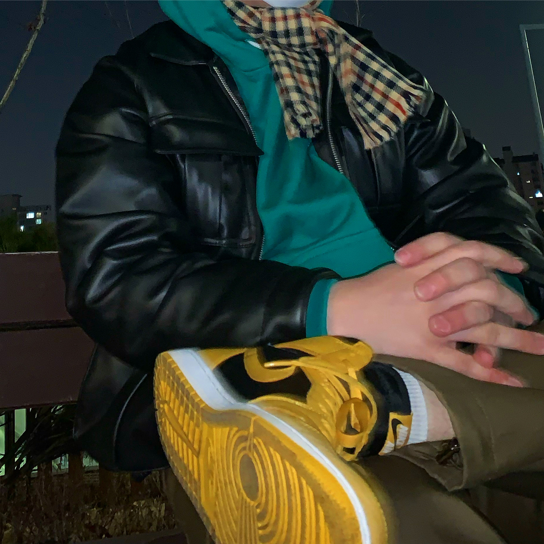 Jordan 1 Retro High OG Pollen, Nike NRG Solo Swoosh Fleece Hoodie Mystic Green - Asia 착용 스타일
