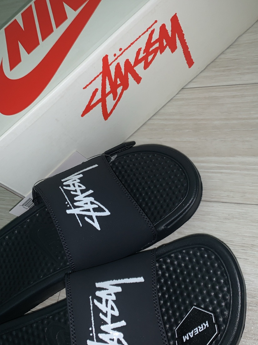 Nike x Stussy Benassi Slide Off Noir 착용 스타일