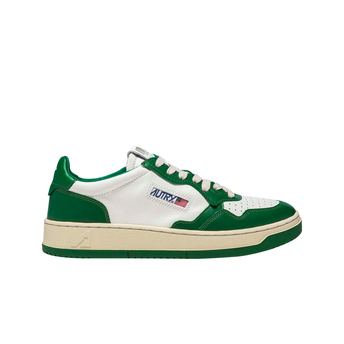 (W) 오트리 메달리스트 로우 레더 스니커즈 그린 화이트((W) Autry Medalist Low Leather Sneakers Green White)