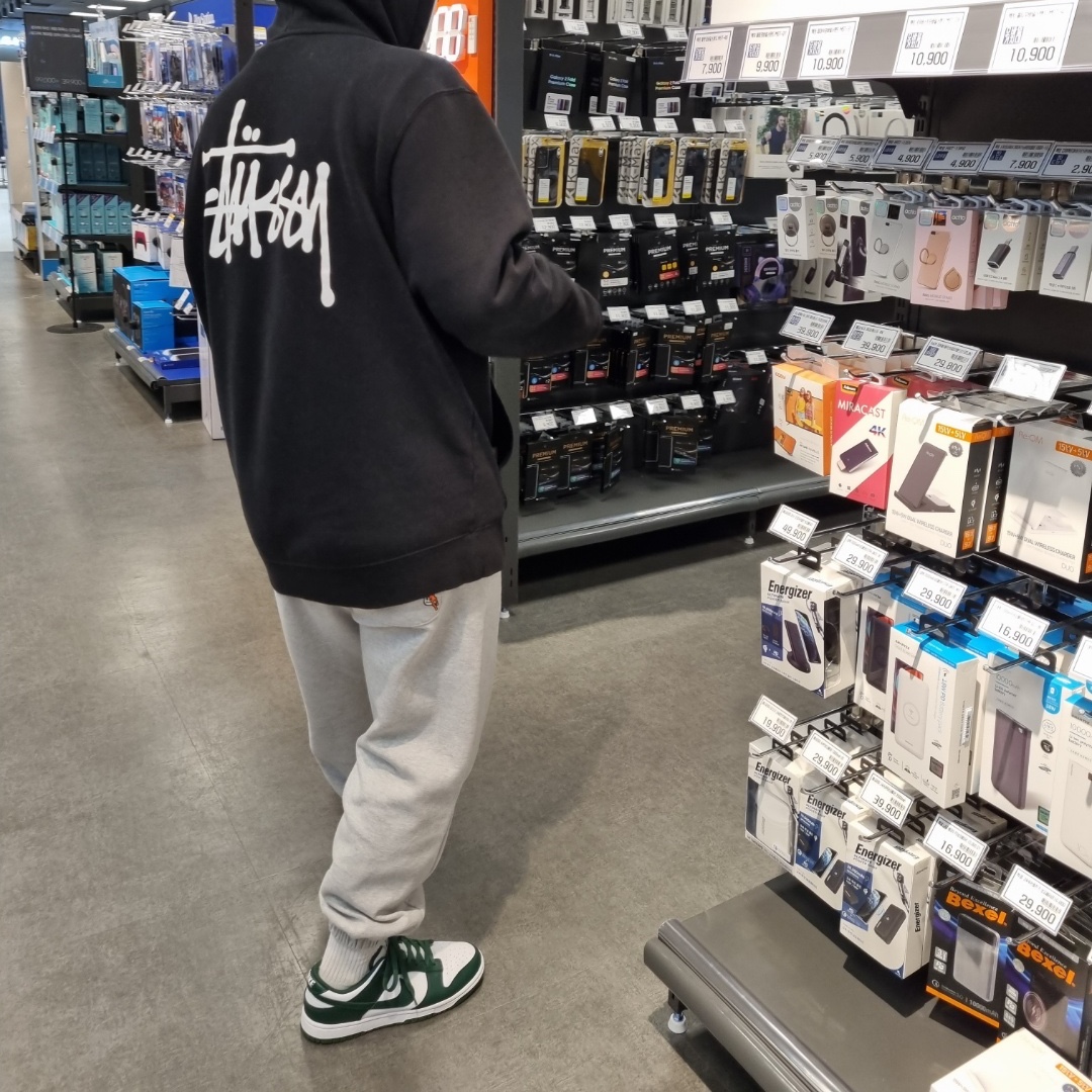 Nike Dunk Low Retro Varsity Green, Stussy Basic Stussy Zip Hoodie Black 2021 착용 스타일