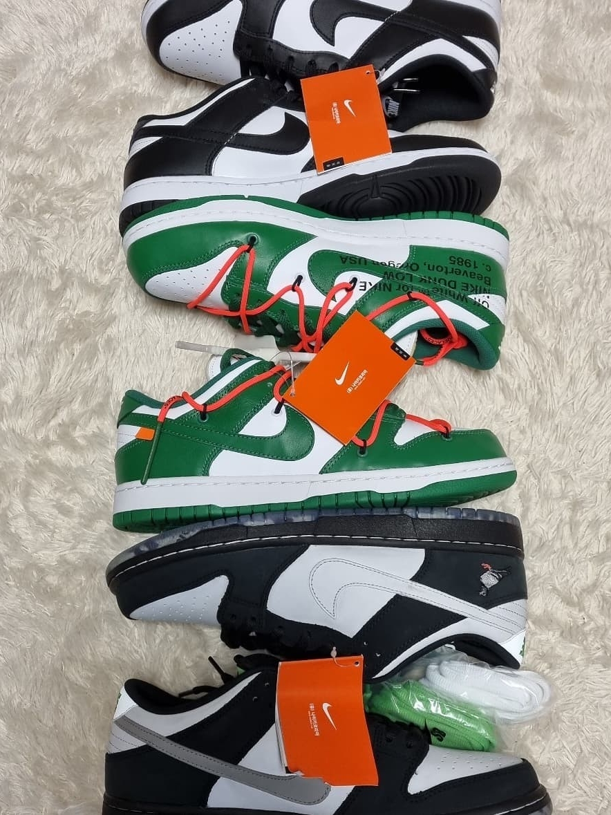 Nike Dunk Low Retro Black, Nike x Off-White Dunk Low Pine Green 착용 스타일