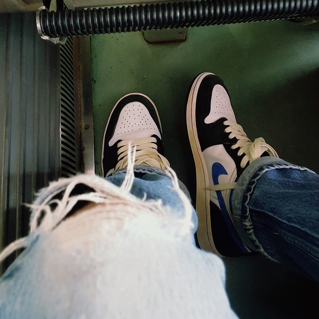 Jordan 1 Mid Racer Blue, (GS) Jordan 1 Mid Racer Blue 착용 스타일 - 2