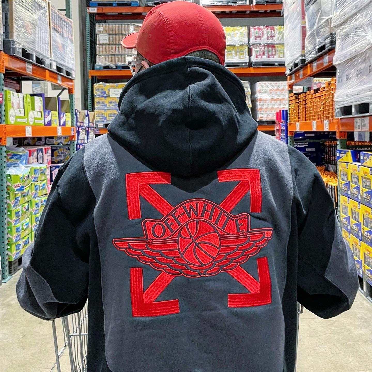Jordan x Off-White Fleece Pullover Hoodie Black - Asia, Jordan 1 Retro High OG Patent Bred 착용 스타일 - 2