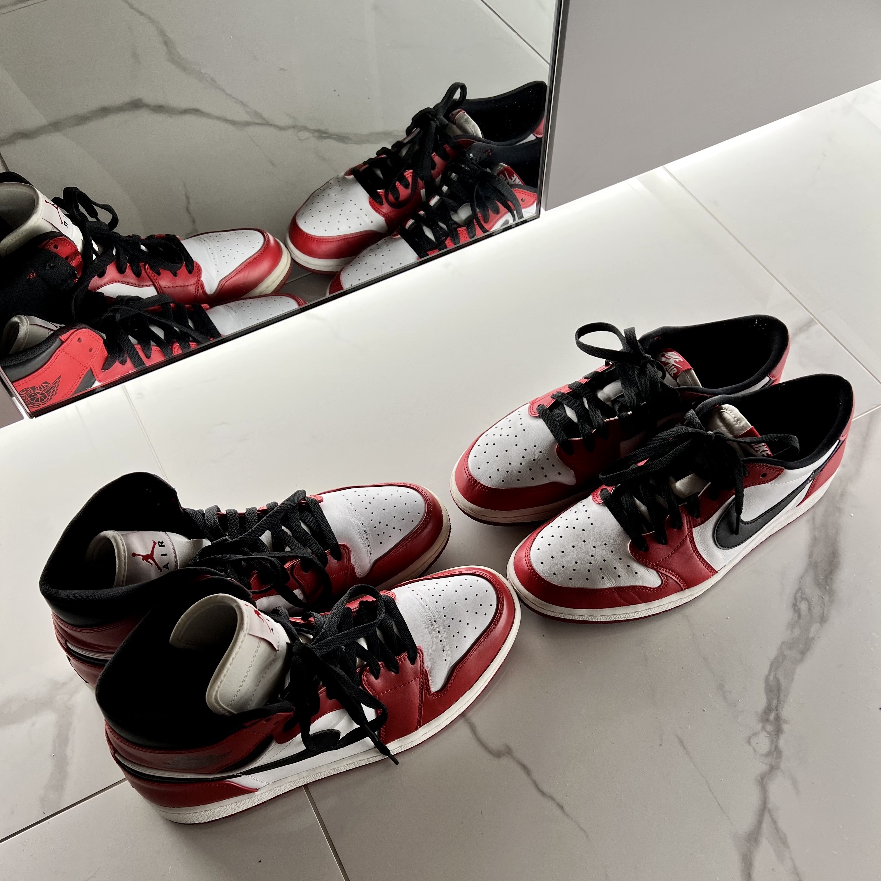 Jordan 1 Retro Chicago 2013, Jordan 1 Retro Low OG Chicago 2016 착용 스타일
