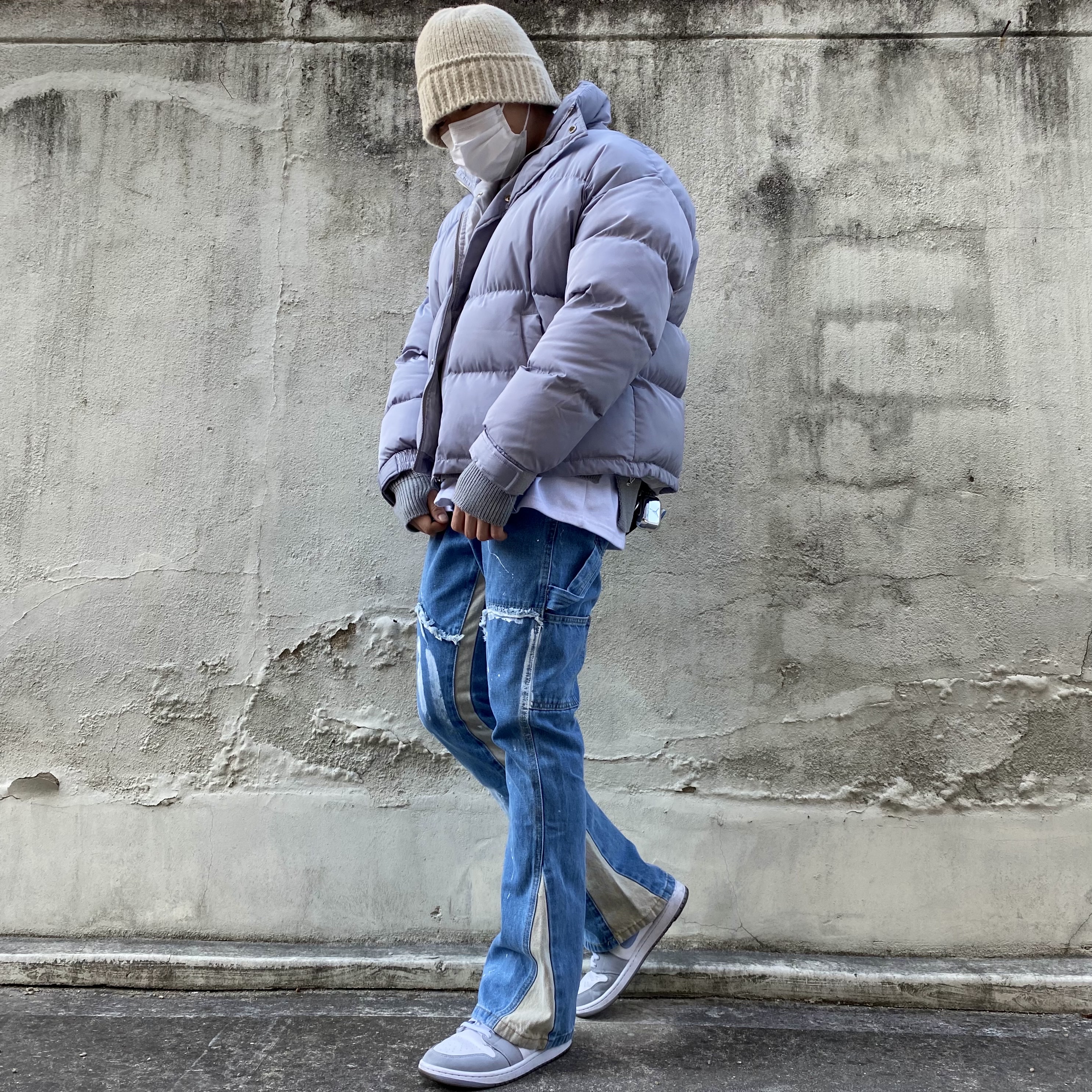 (W) Jordan 1 Mid Wolf Grey 착용 스타일 - 4