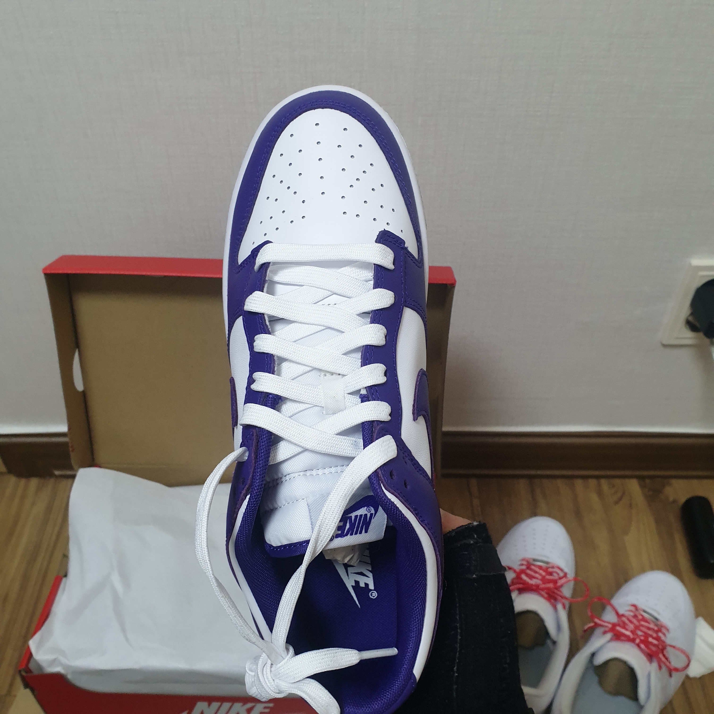 Nike Dunk Low Retro Championship Court Purple 착용 스타일 - 2
