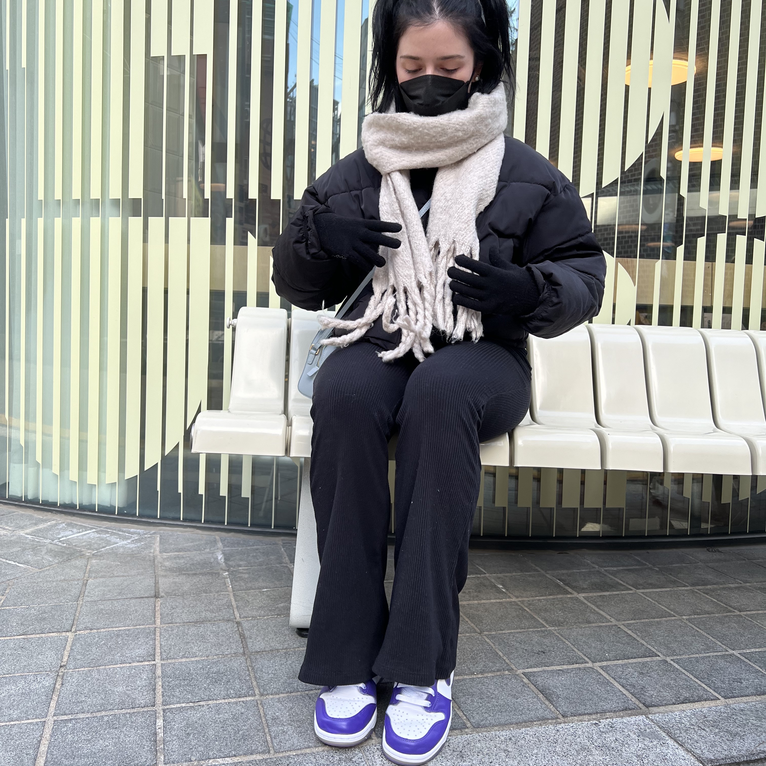 (W) Nike Dunk High SP Varsity Purple 착용 스타일 - 2