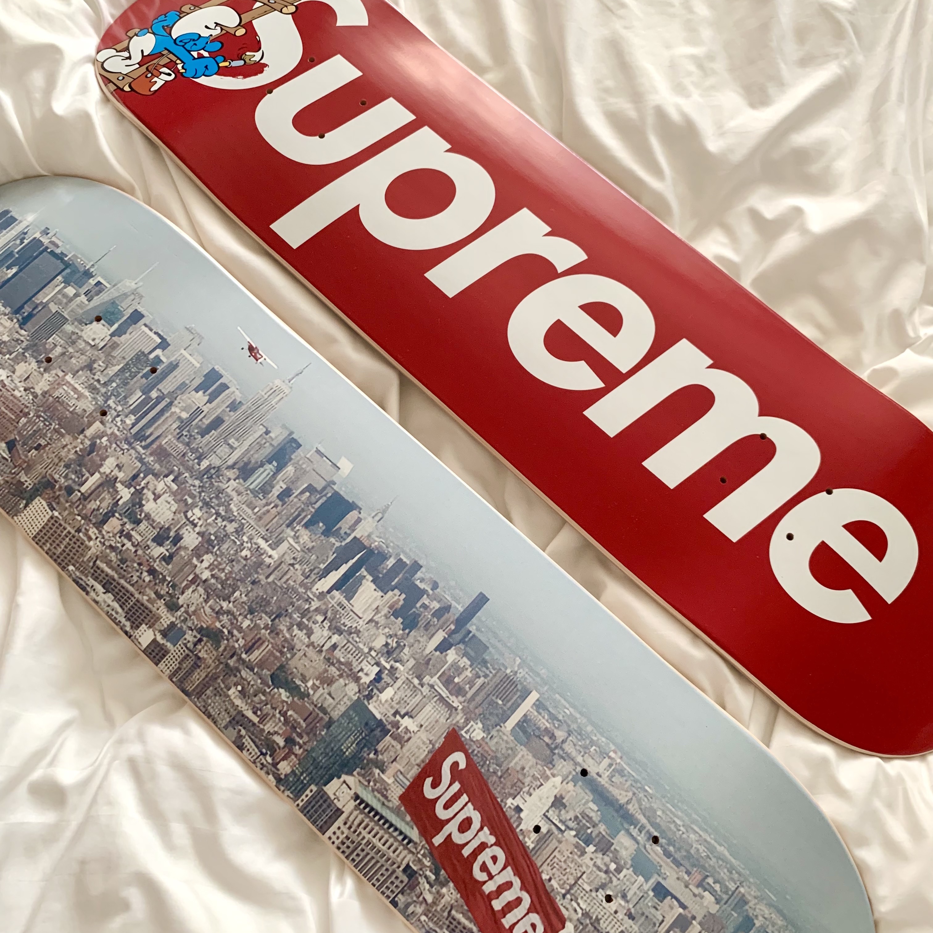 Supreme Aerial Skateboard Deck Multi-Color - 20FW, Supreme Smurf Skateboard Deck Red - 20FW 착용 스타일