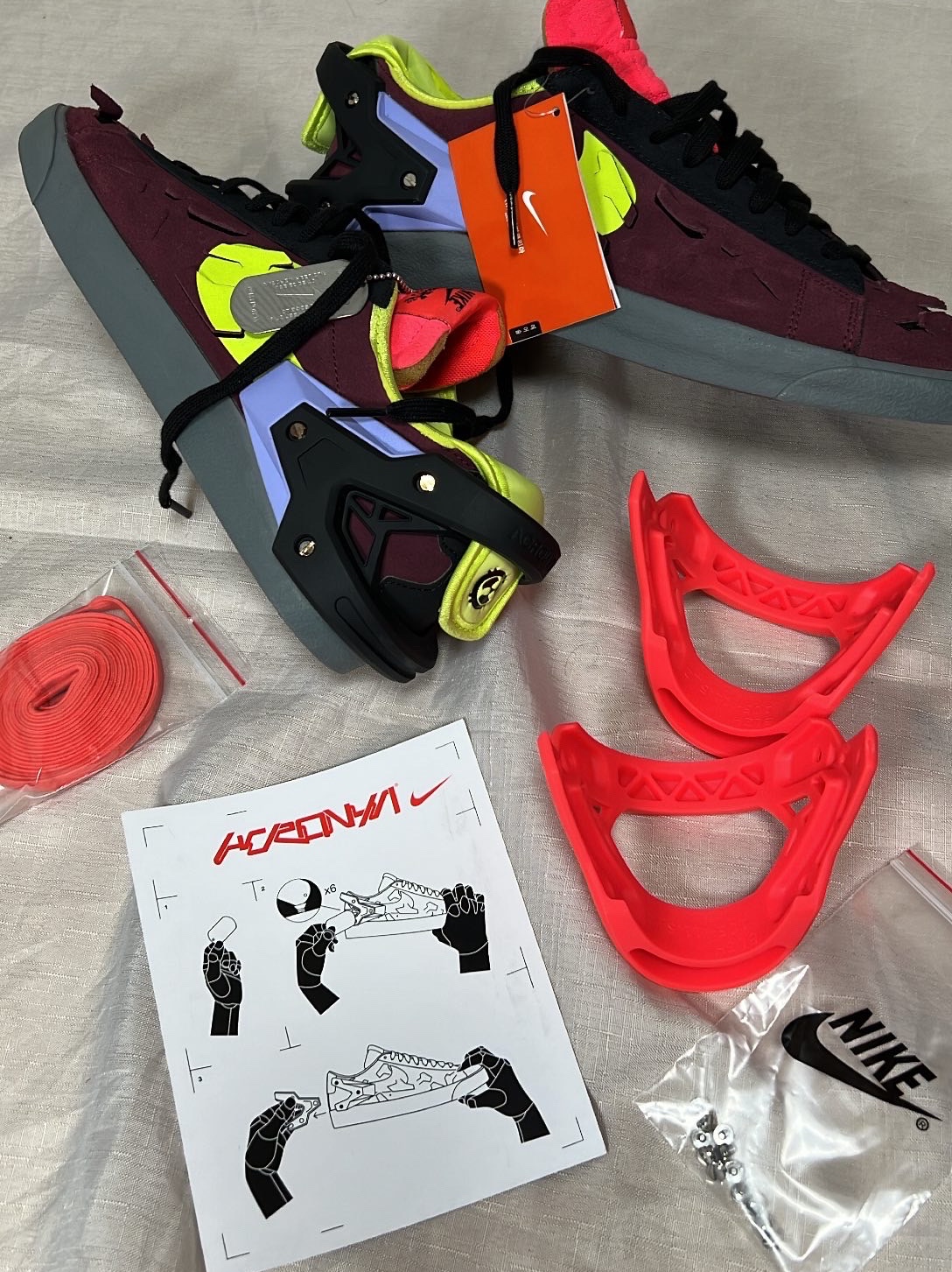 Nike x Acronym Blazer Low Night Maroon 착용 스타일