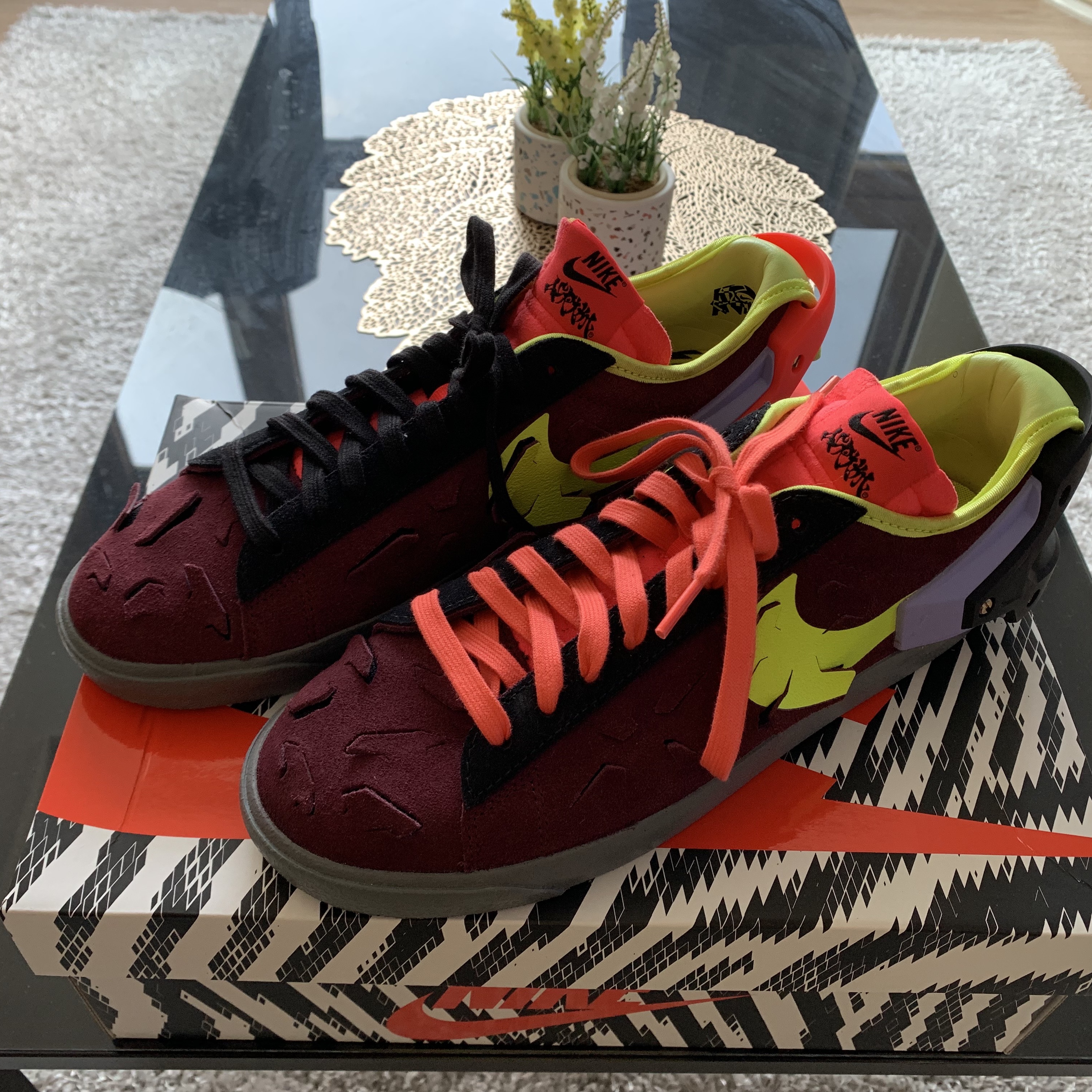 Nike x Acronym Blazer Low Night Maroon 착용 스타일 - 1