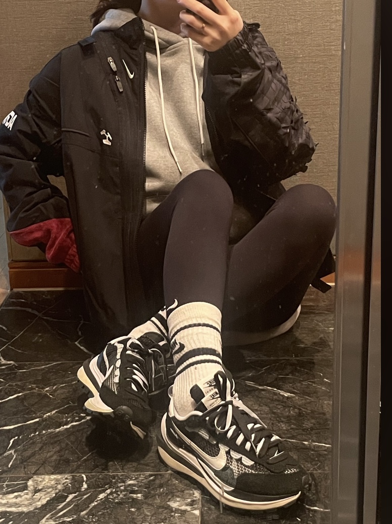 Nike x Acronym NRG Woven Jacket Black - Asia, Nike x Sacai VaporWaffle Black White 착용 스타일 - 3