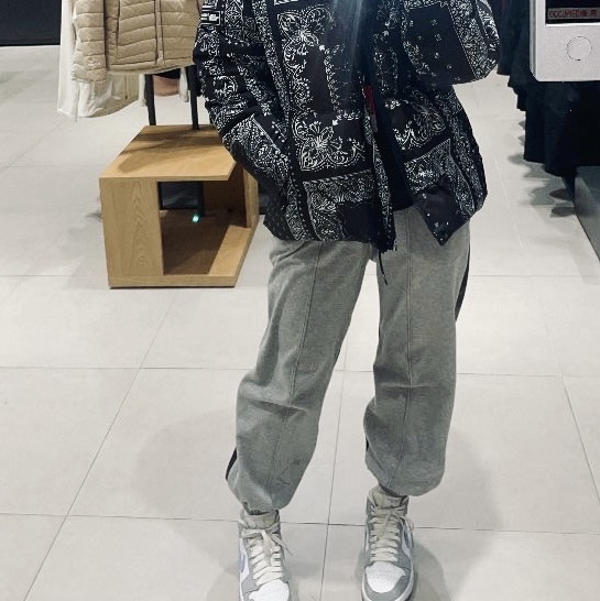 (W) Jordan 1 Mid Wolf Grey 착용 스타일 - 1