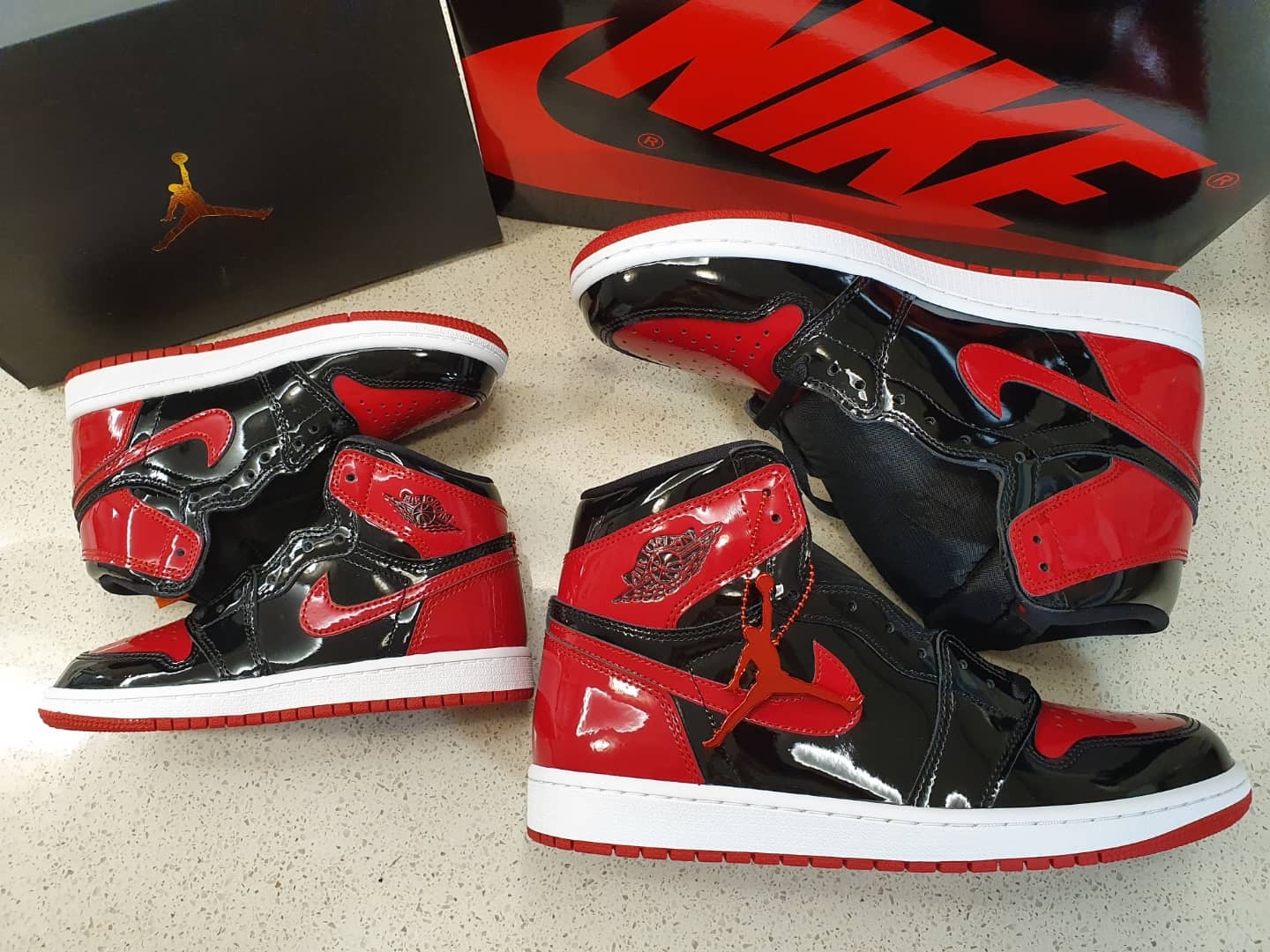 Jordan 1 Retro High OG Patent Bred, (PS) Jordan 1 Retro High OG Patent Bred 착용 스타일 - 1