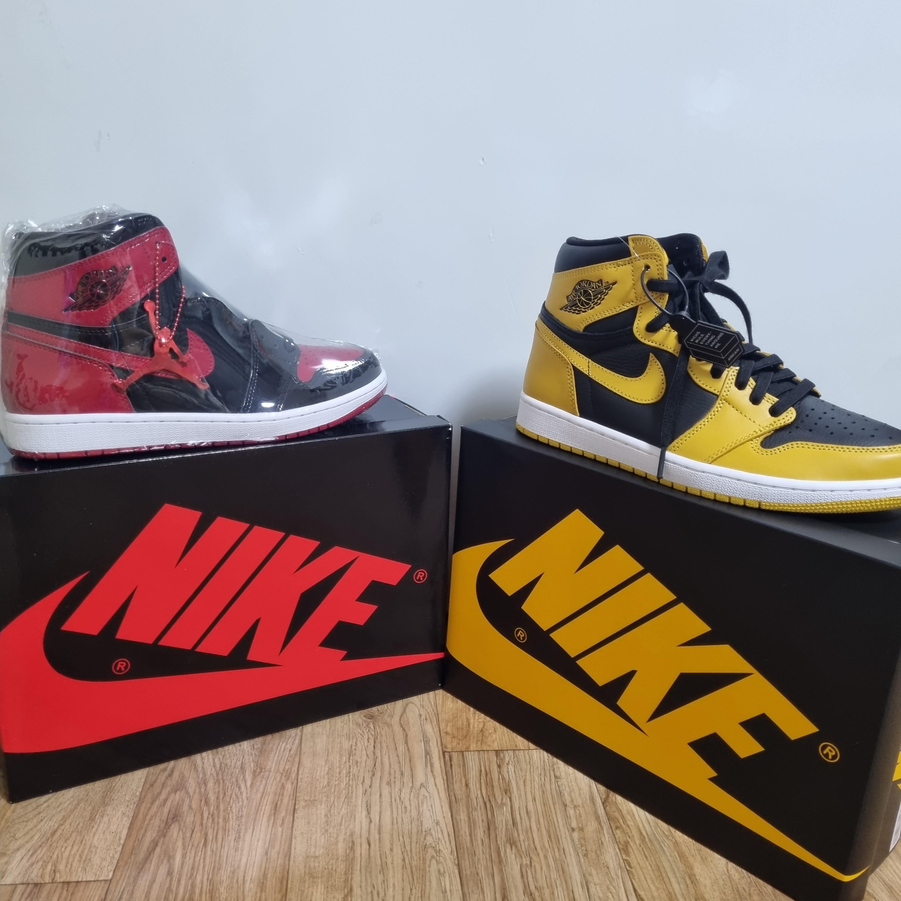 Jordan 1 Retro High OG Pollen, Jordan 1 Retro High OG Patent Bred 착용 스타일