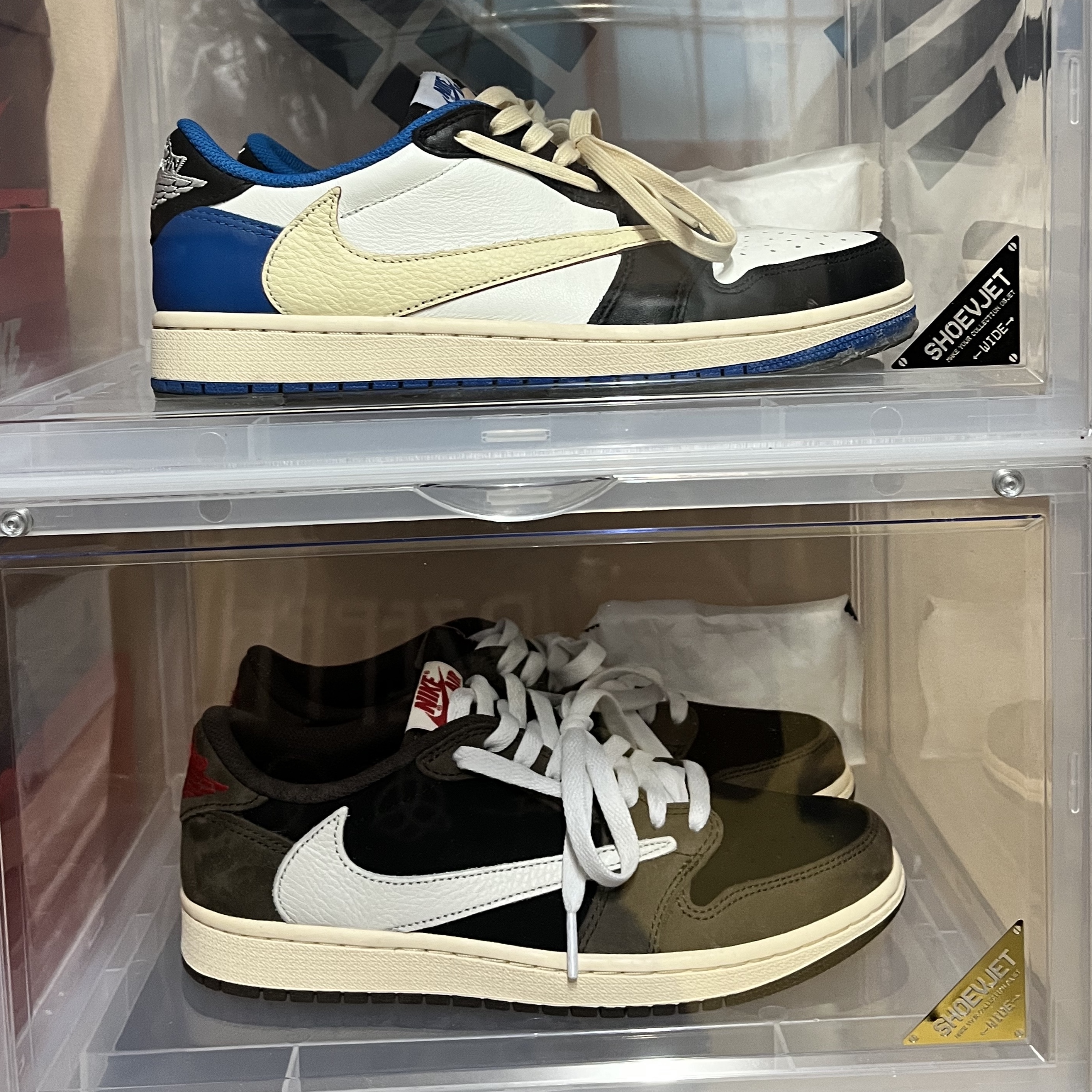Jordan 1 x Travis Scott Retro Low OG SP Mocha, Jordan 1 x Travis Scott x Fragment Retro Low OG SP Military Blue 착용 스타일 - 4