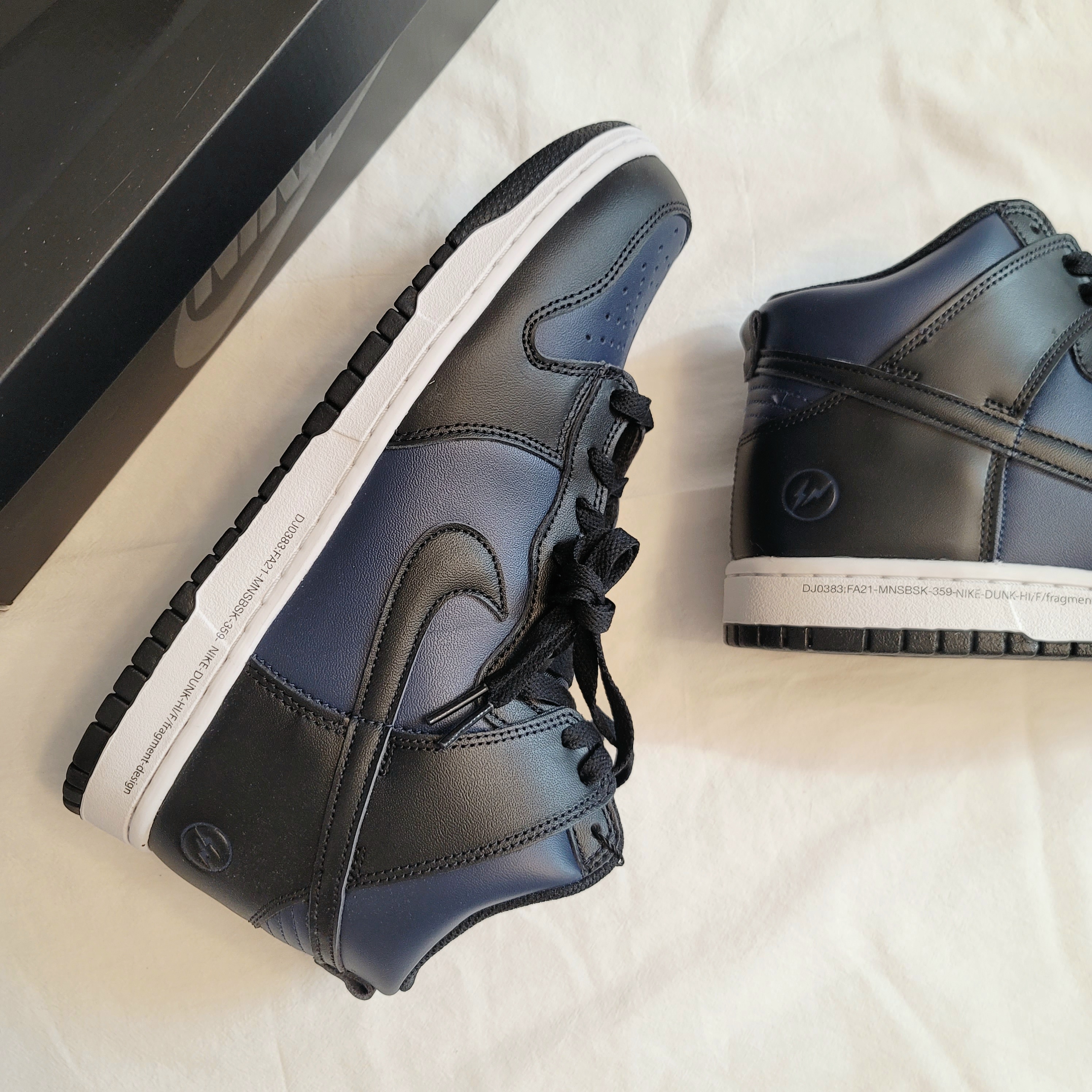 Nike x Fragment Dunk High Midnight Navy 착용 스타일 - 1