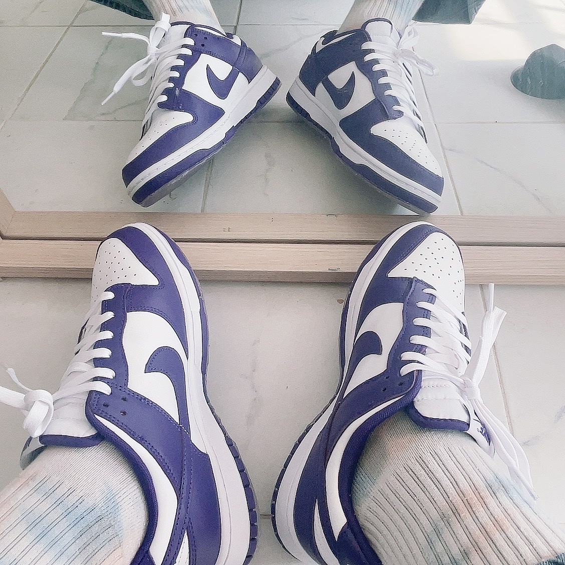 Nike Dunk Low Retro Championship Court Purple 착용 스타일 - 2