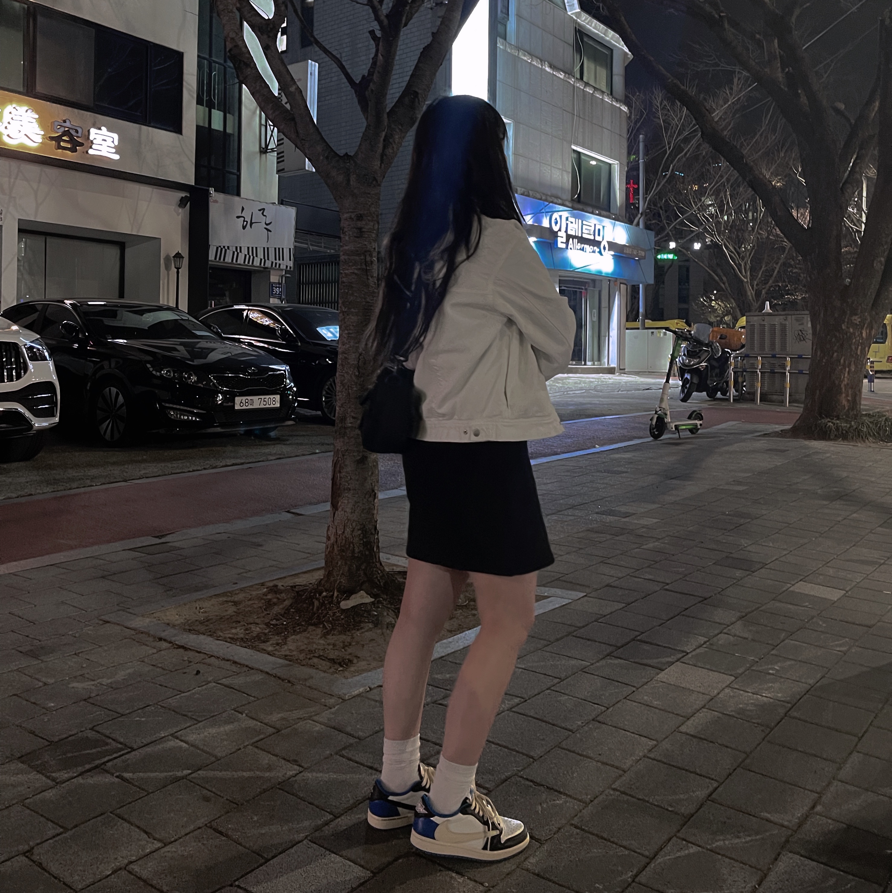 Jordan 1 x Travis Scott x Fragment Retro Low OG SP Military Blue 착용 스타일