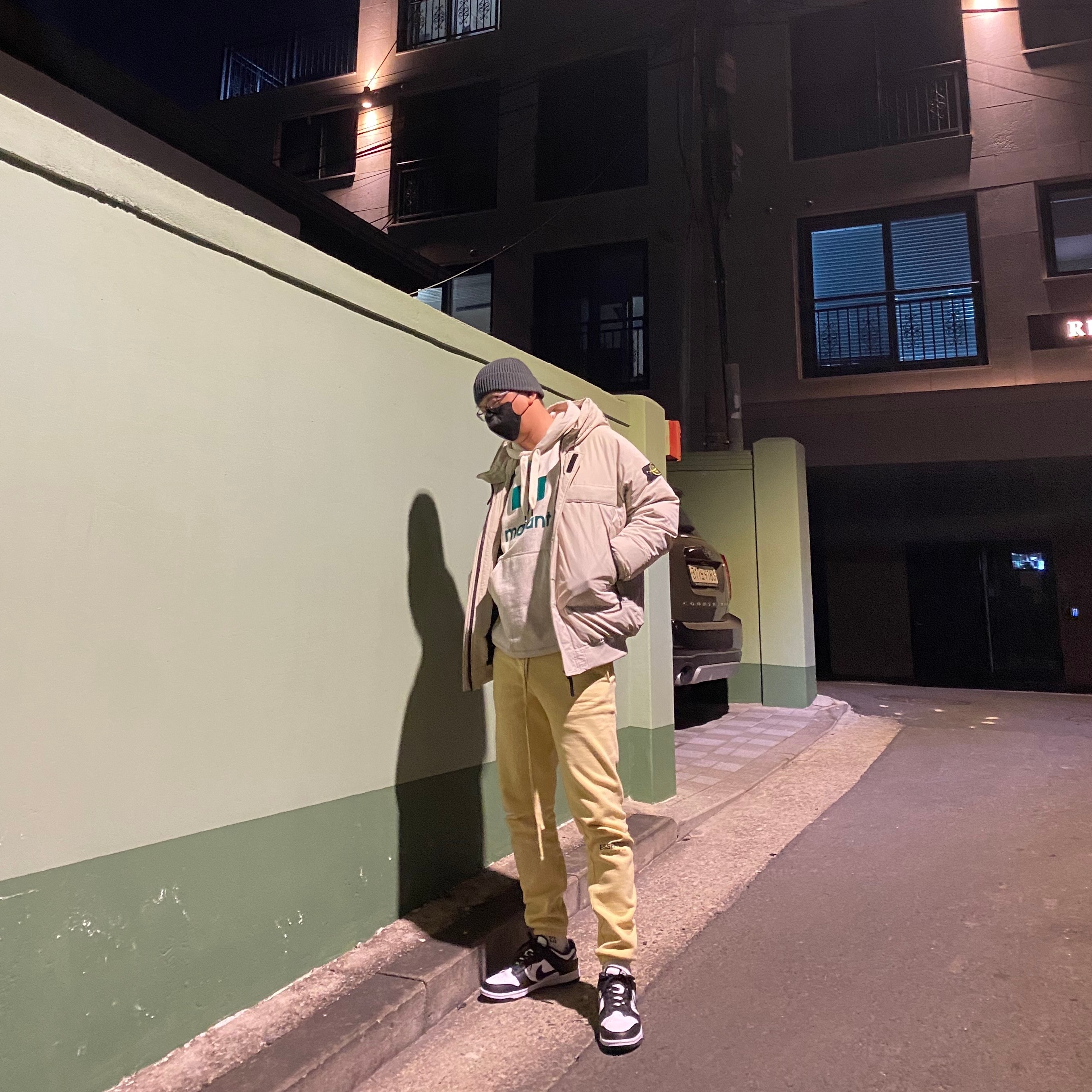 Essentials Logo Print Sweatpants Garden Glove - Mr. Porter Exclusive, Nike Dunk Low Retro Black 착용 스타일 - 2