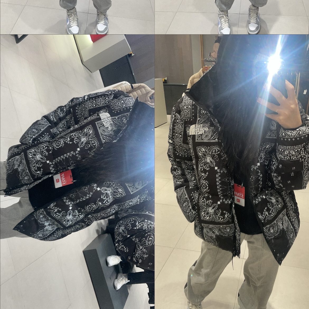(W) Jordan 1 Mid Wolf Grey 착용 스타일 - 2