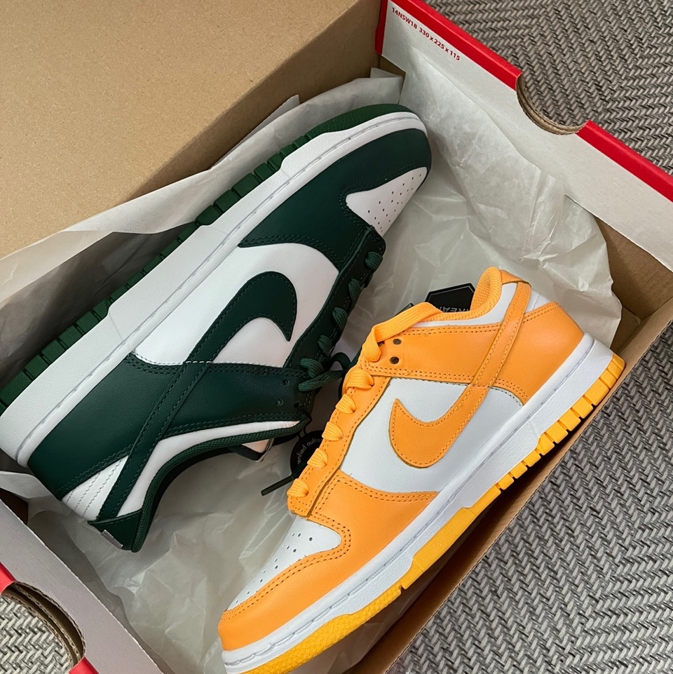 Nike Dunk Low Retro Varsity Green, (W) Nike Dunk Low Laser Orange ์ฐฉ์ฉ ์คํ์ผ