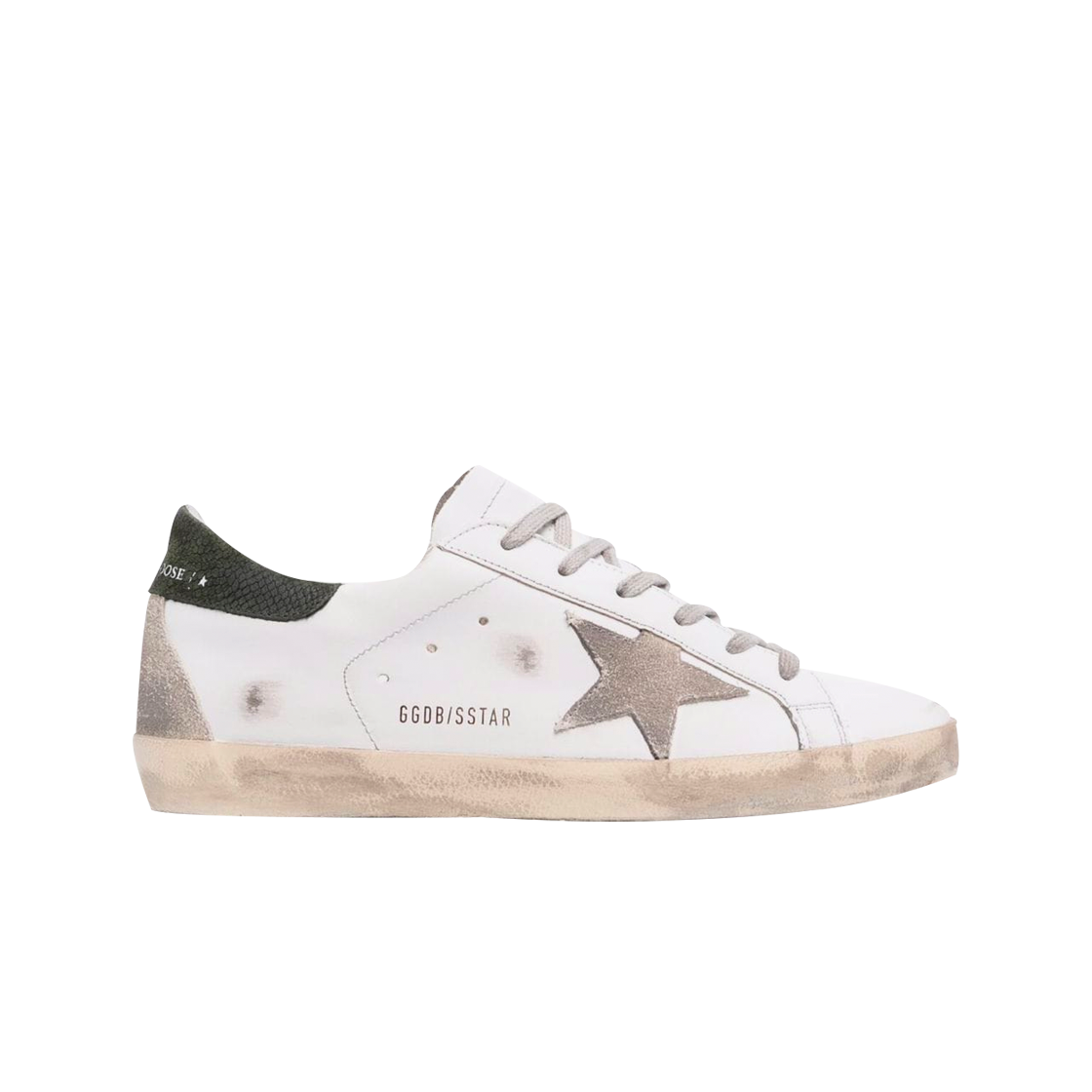 GWF00102-F001894-10731 (W) Golden Goose Superstar White Python Black Heel Tab Sneakers