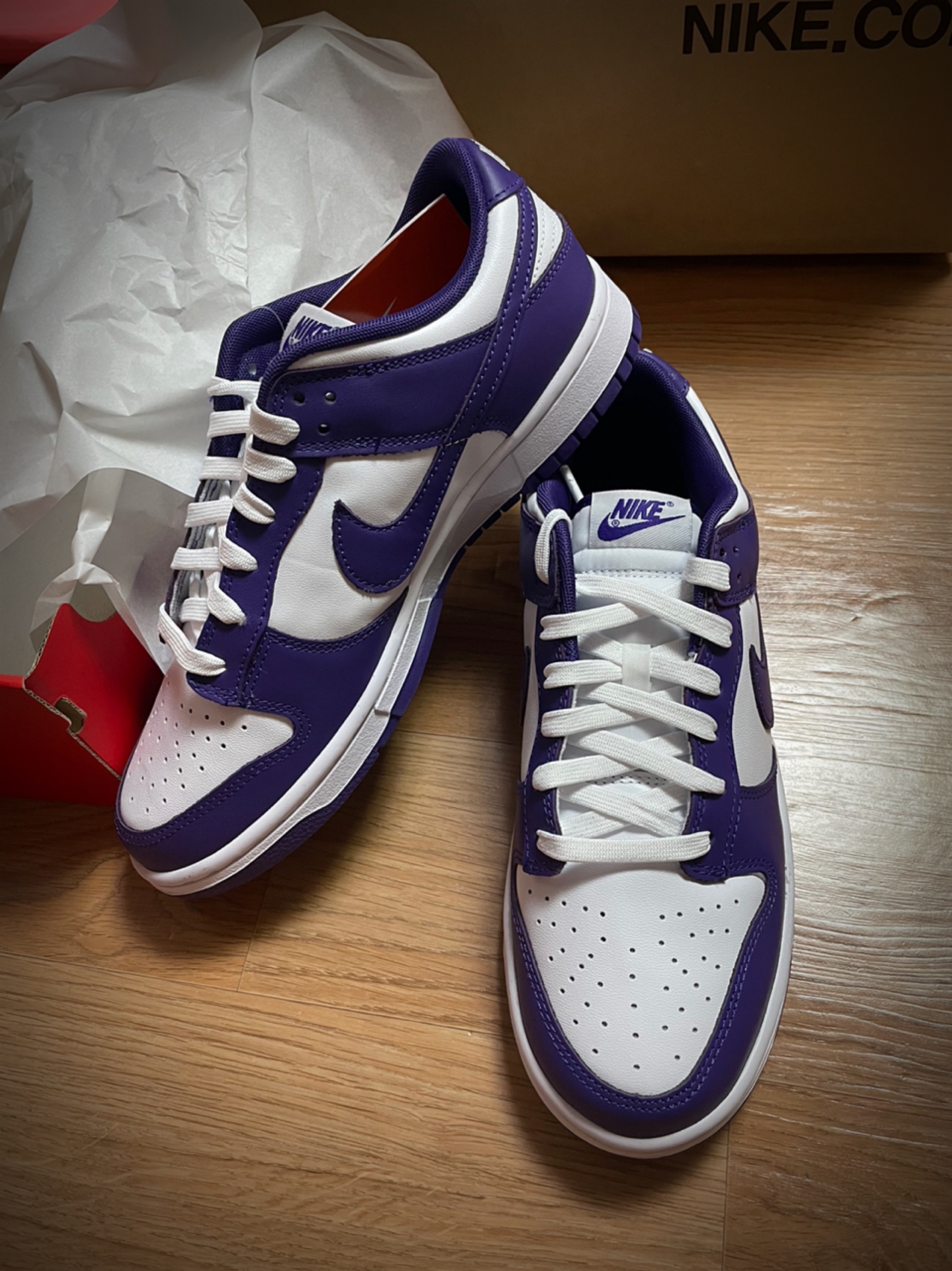 Nike Dunk Low Retro Championship Court Purple 착용 스타일
