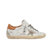 (W) Golden Goose Superstar White Brown Heel Tab Sneakers