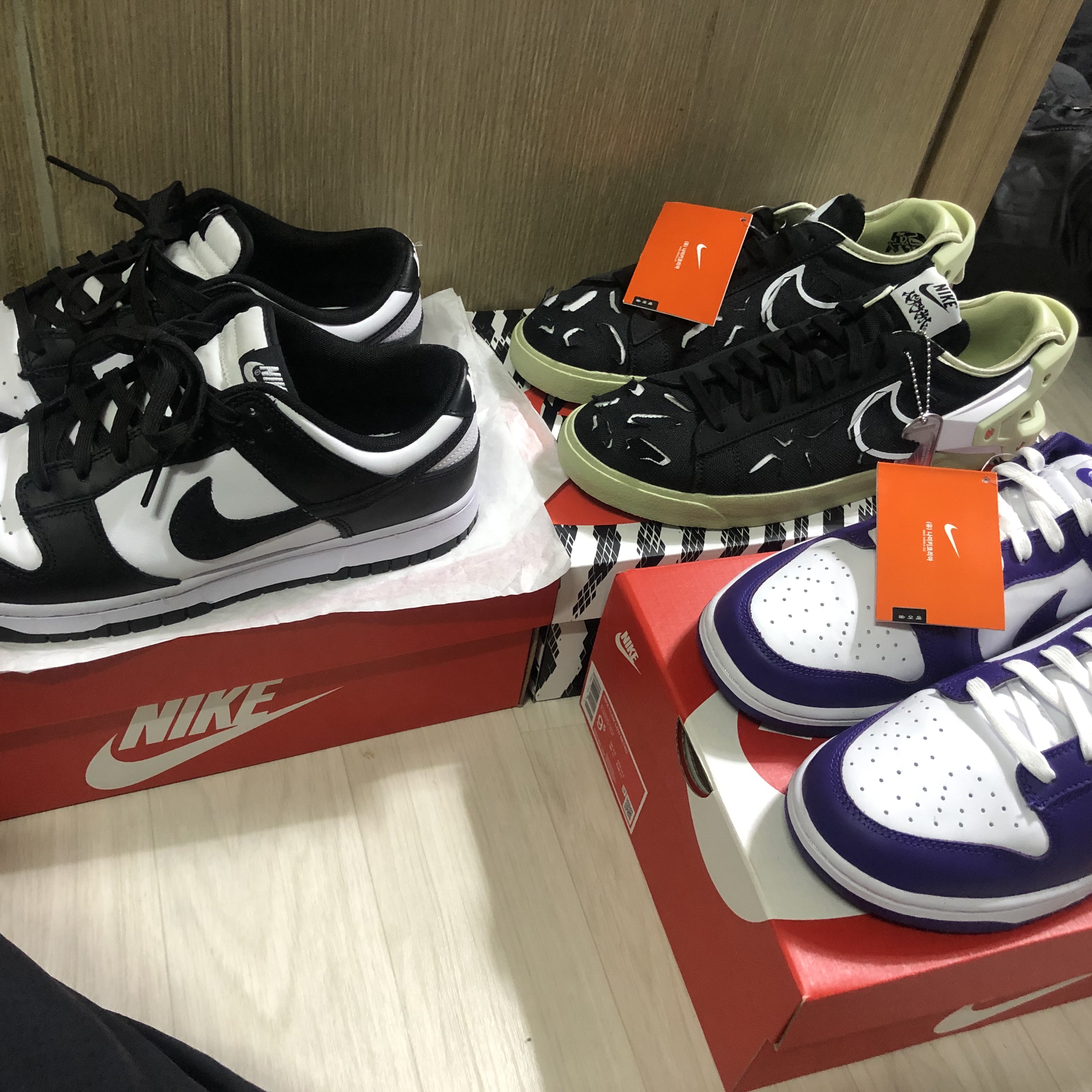 Nike x Acronym Blazer Low Black, Nike Dunk Low Retro Championship Court Purple 착용 스타일 - 1