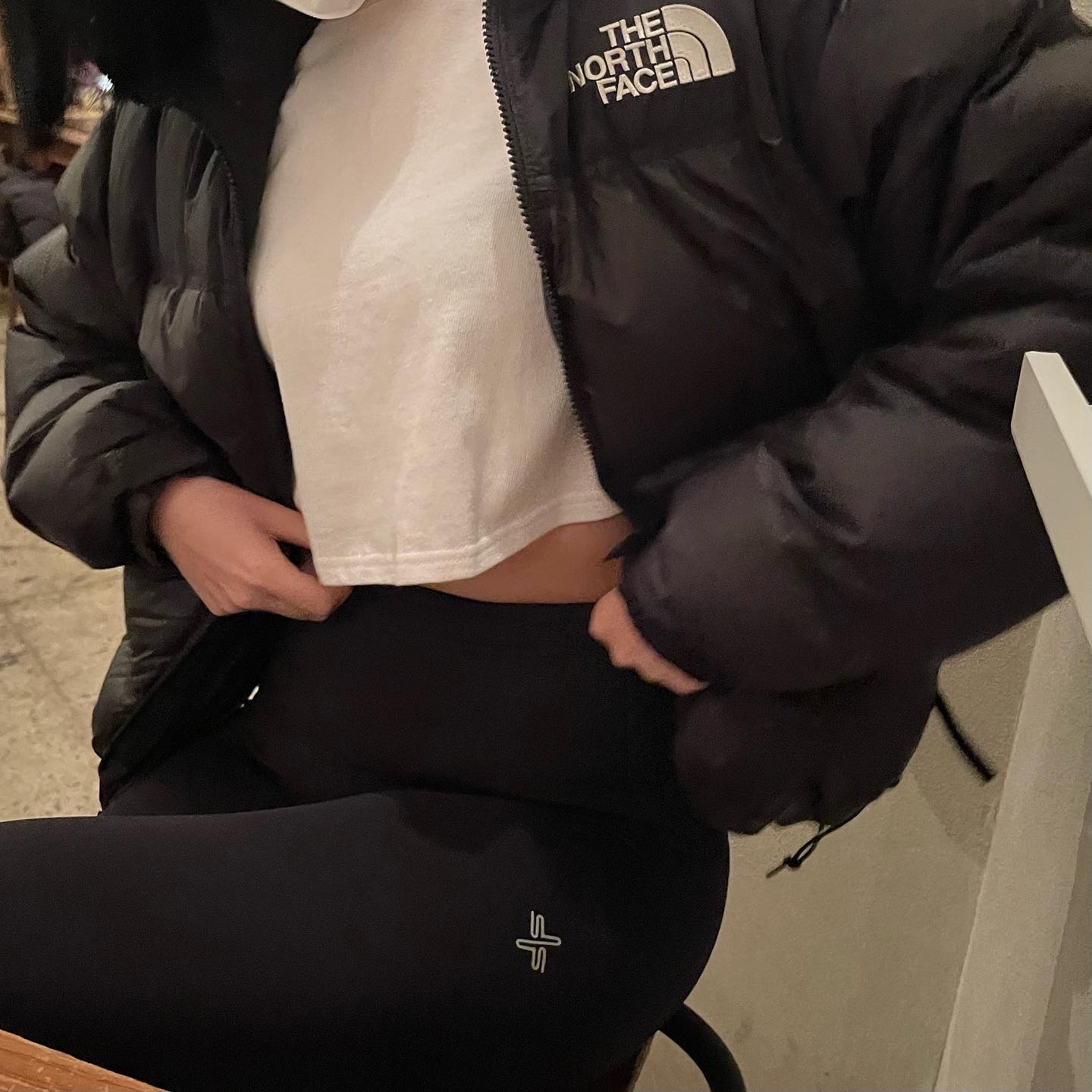 Jordan 1 x Travis Scott x Fragment Retro Low OG SP Military Blue, The North Face 1996 Eco Nuptse Jacket Black 착용 스타일 - 2